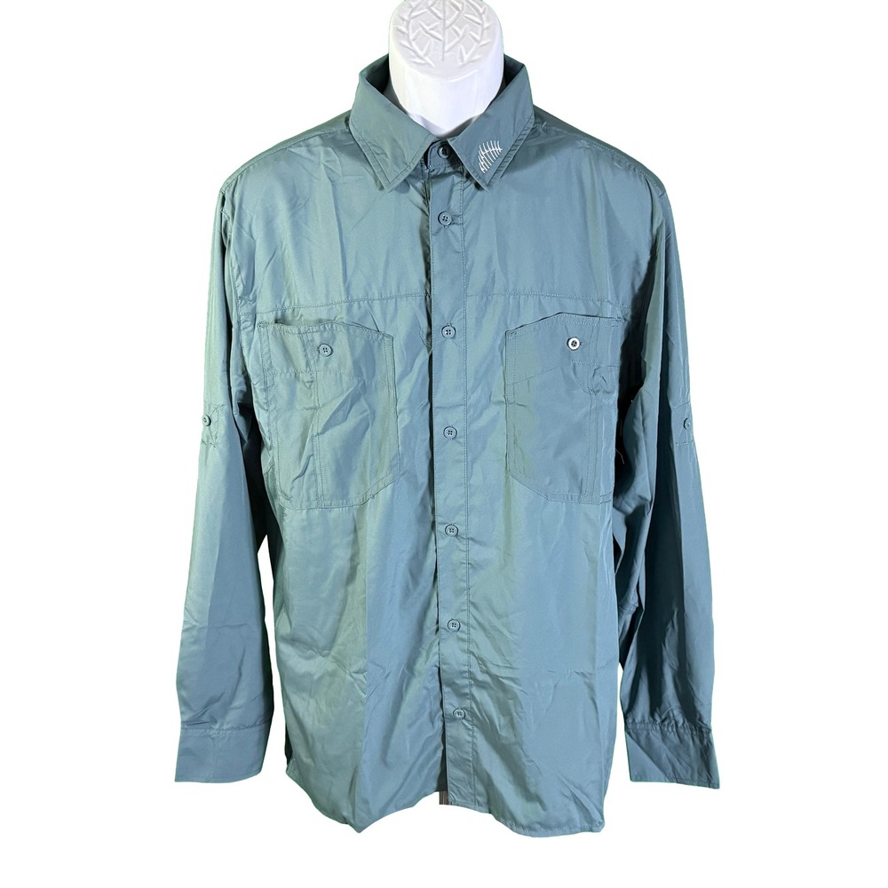 Fintech Fishing Shirt Men Medium‎ Green LSVentilated Performance Pockets